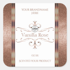Logo für die verzierte Rose Gold Glitzer White Pro Quadratischer Aufkleber