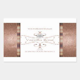Logo für die verzierte Rose Gold Glitzer White Pro Rechteckiger Aufkleber