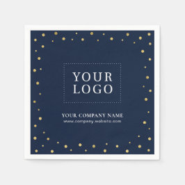 Logo für die Werbung für Gold- und Navy-Confetti-U Serviette