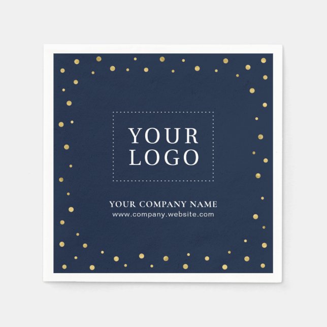 Logo für die Werbung für Gold- und Navy-Confetti-U Serviette (Vorderseite)