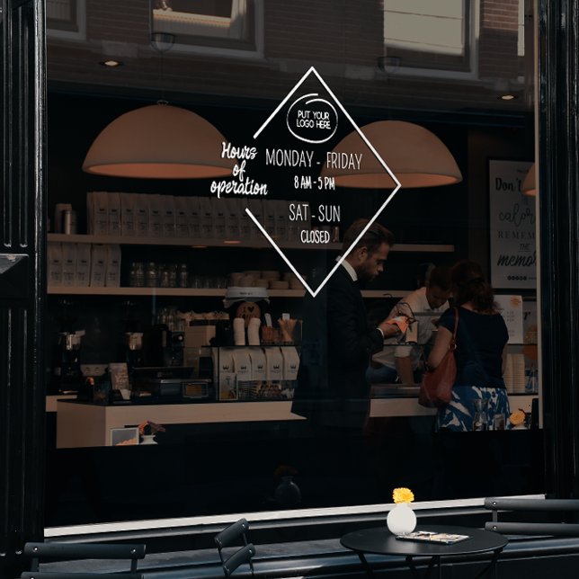 Logo für die White Opening-Zeiten Fensteraufkleber (White Opening Times Bussinnes Logo Window Cling)