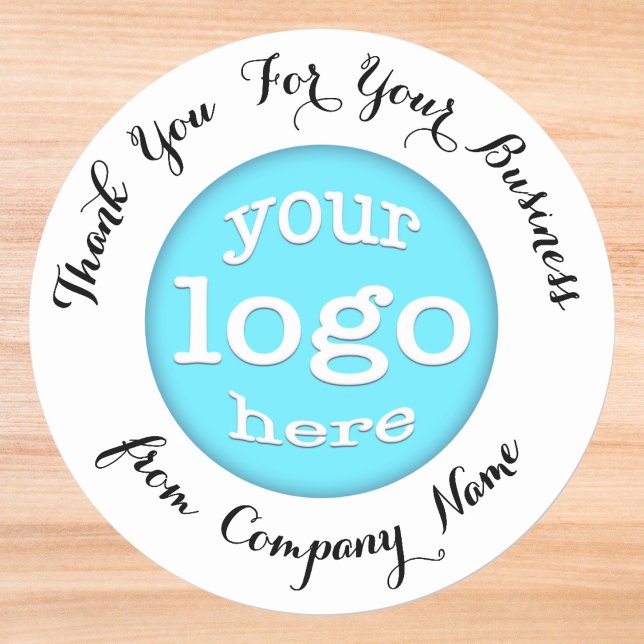 Logo für eine benutzerdefinierte Firma Vielen Dank Runder Aufkleber (Custom Business Company Logo Elegant Thank You Classic Round Sticker)