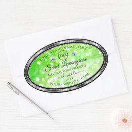 Logo für elegante Green Glitzer Product Labels Dia Ovaler Aufkleber