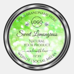 Logo für elegante Green Glitzer Product Labels Dia Runder Aufkleber