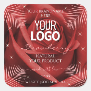 Logo für elegante Produktkennzeichnungen Rote Rose Quadratischer Aufkleber