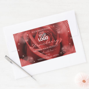Logo für elegante Produktkennzeichnungen Rote Rose Rechteckiger Aufkleber