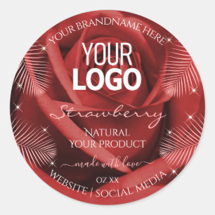 Logo für elegante Produktkennzeichnungen Rote Rose Runder Aufkleber