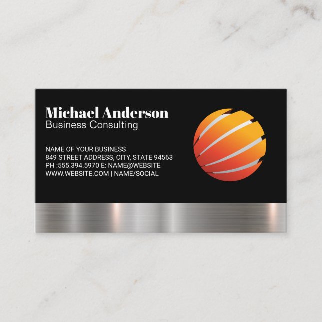 Logo für Firmenlogos | Metal Trim Business Card Visitenkarte (Vorderseite)