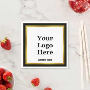 Logo für Firmennamen Schwarz-weiß und Gold elegant Serviette