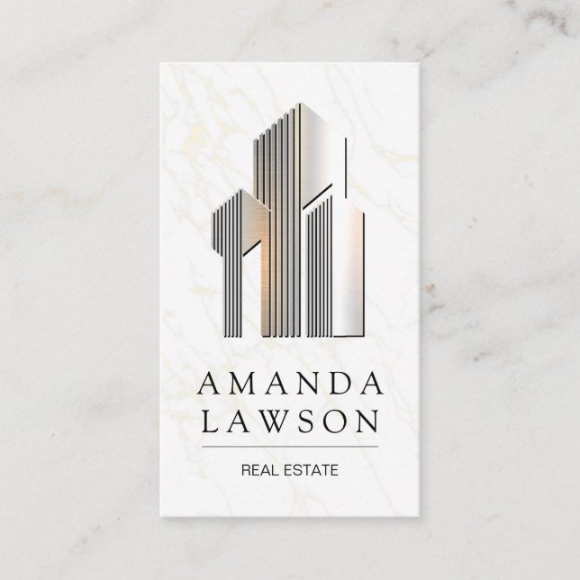 Logo für Gebäude aus Metall in Real Anwesen Terminkarte (Vorderseite)