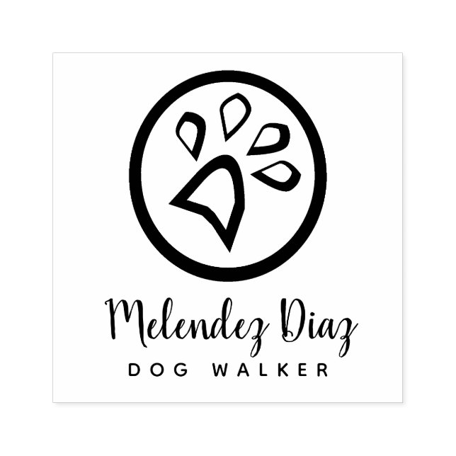 Logo für geometrische Paw Print Modern Dog Walker Gummistempel (Prägung)