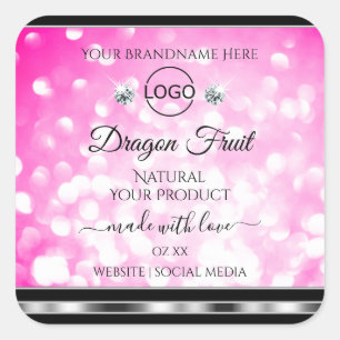 Logo für Girl-Rosa-Glitzer-Produktkennzeichnung Quadratischer Aufkleber