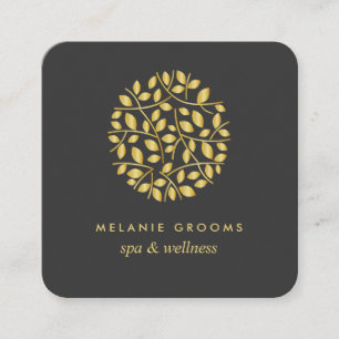 Logo für Gold-Blätter Wellness Wellness-Center Quadratische Visitenkarte