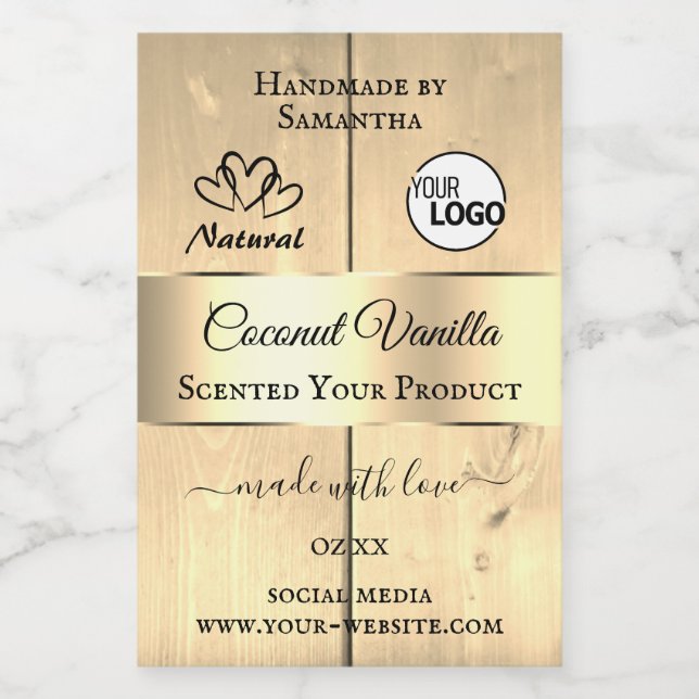 Logo für goldbraune Holzkörner Lebensmitteletikett (Einzelnes Label)