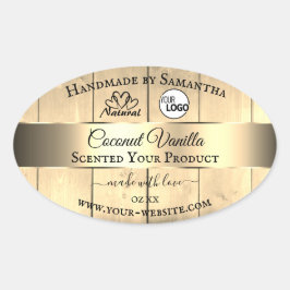 Logo für goldbraune Holzkörner Ovaler Aufkleber