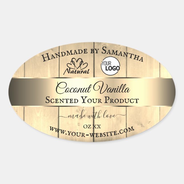 Logo für goldbraune Holzkörner Ovaler Aufkleber (Vorderseite)