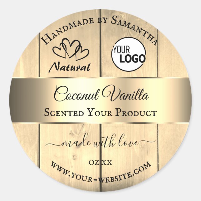 Logo für goldbraune Holzkörner Runder Aufkleber (Vorderseite)