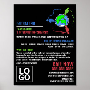 Logo für Kommunikation, Übersetzer und Dolmetscher Poster