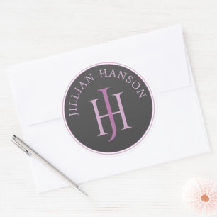 Logo für künstlerische Monogramme - Himbeere Viole Runder Aufkleber
