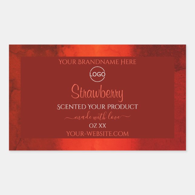 Logo für leuchtend rote Marmormuster Rechteckiger Aufkleber (Vorderseite)