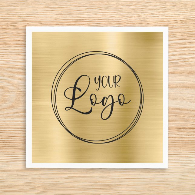 Logo für "Light Gold Foods" Serviette (Light Gold Faux Foil Digital Art Business Logo Napkins)