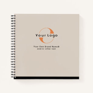 Logo für Light Tan + Black Text Company Business N Notizbuch