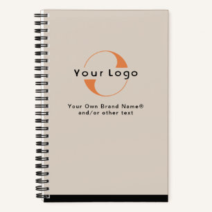 Logo für Light Tan + Black Text Company Business N Notizbuch