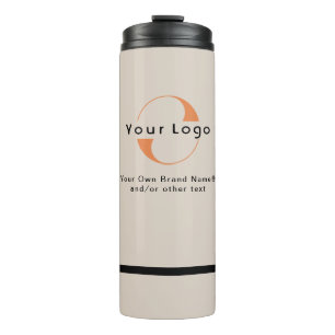 Logo für Light Tan + Black Text Company Business T Thermosbecher