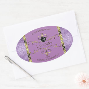 Logo für lila Glitzer- und Gold-Verzierte Produktk Ovaler Aufkleber