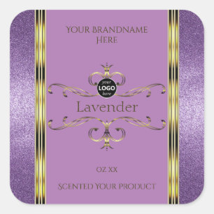 Logo für lila Glitzer- und Gold-Verzierte Produktk Quadratischer Aufkleber