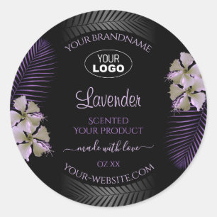 Logo für Lila Hawaii-Blume für die Kennzeichnung v Runder Aufkleber