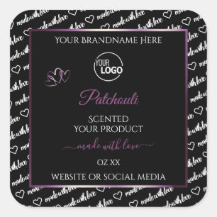 Logo für Lila Produkte in Schwarz und Weiß Quadratischer Aufkleber