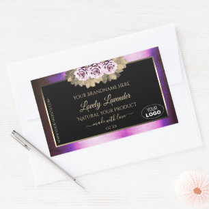 Logo für Lila, schwarze, florale Markierungen für  Rechteckiger Aufkleber