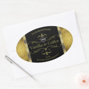 Logo für luxuriöse Black Gold Borders Ovaler Aufkleber