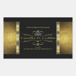 Logo für luxuriöse Black Gold Borders Rechteckiger Aufkleber