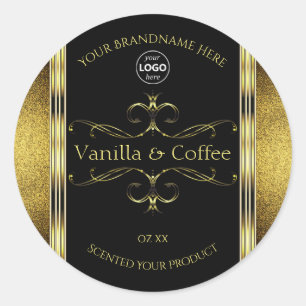 Logo für luxuriöse Black Gold Borders Runder Aufkleber