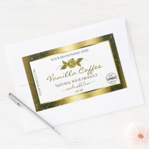 Logo für Luxus-Gold-Glitzer-White-Product-Labels Rechteckiger Aufkleber