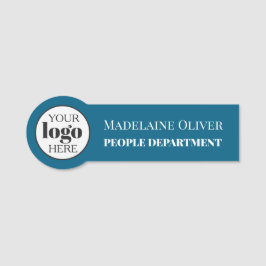 Logo für Mitarbeiter Blau Namensschild