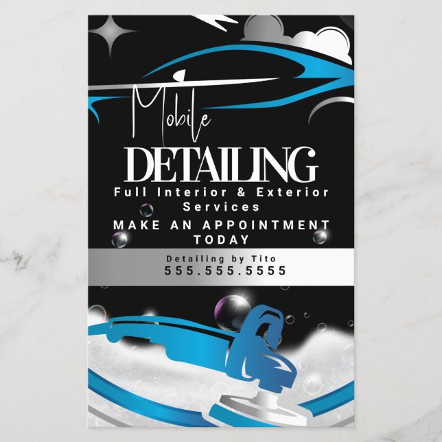 Logo für mobiles Autodetailing Blau Flyer (Vorne)