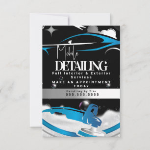 Logo für mobiles Autodetailing in Blau Einladung