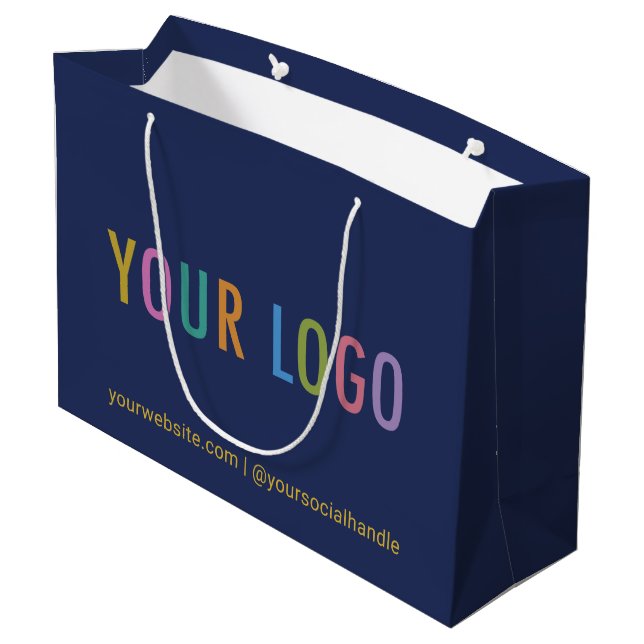 Logo für Navy Blue Business-Geschenktasche für Unt Große Geschenktüte (Rückseite Schrägansicht)