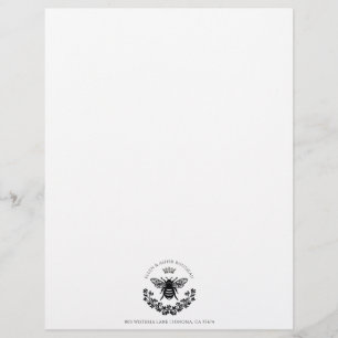 Logo für neu verheiratete Paare Bee Crown Laurel Briefbogen