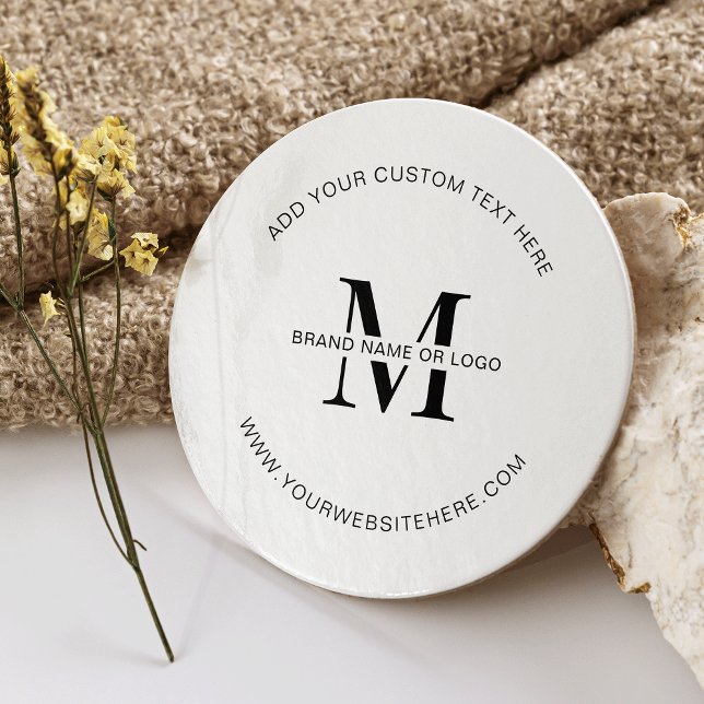 Logo für Open House Corporate Event Runder Pappuntersetzer (Minimalist modern business logo branded round coasters in black and white)