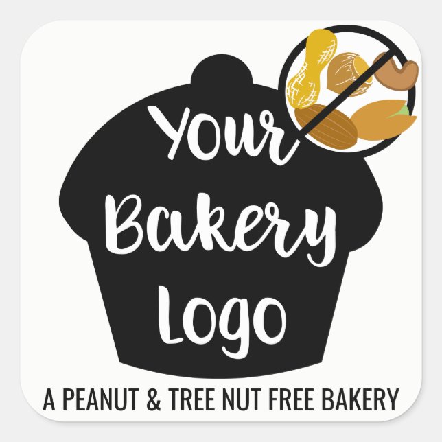 Logo für "Peanut Tree Nut Free Bakery" Quadratischer Aufkleber (Vorderseite)