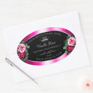 Logo für Produktverpackungen in Schwarz und Rosa Ovaler Aufkleber