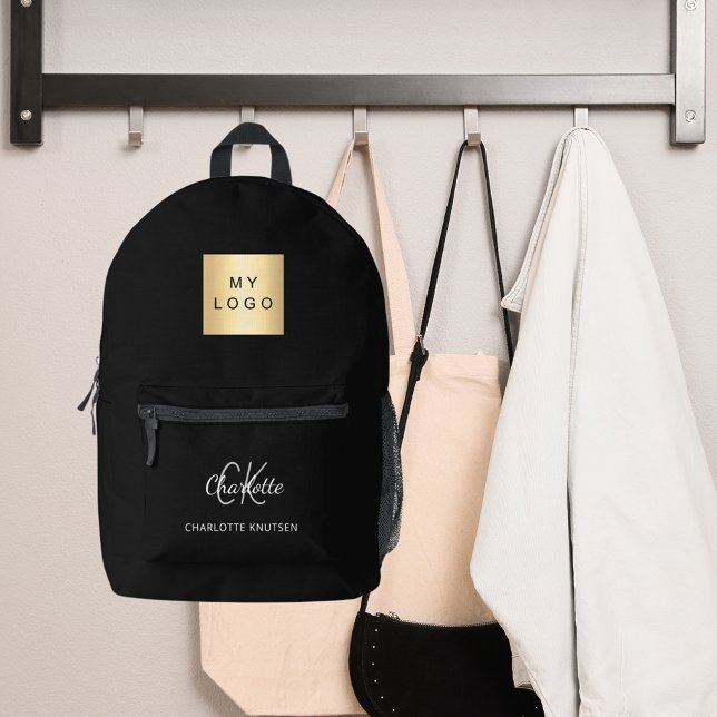 Logo für Schwarz-weiße Monogramm-Initialen Bedruckter Rucksack (Von Creator hochgeladen)