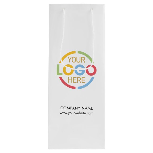 Logo für Schwarz-weiße Unternehmen Geschenktüte Für Weinflaschen (Vorderseite)