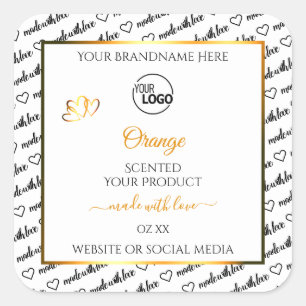 Logo für Schwarz-weiße Word Cloud Orange-Produktma Quadratischer Aufkleber