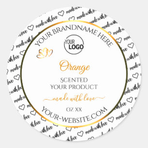 Logo für Schwarz-weiße Word Cloud Orange-Produktma Runder Aufkleber