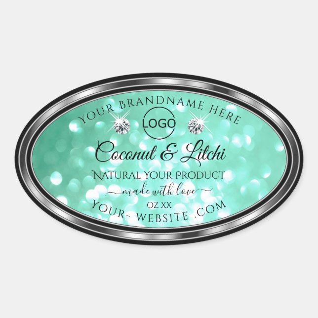 Logo für Shimmery Aquamarine Glitzer-Produktkennze Ovaler Aufkleber (Vorderseite)